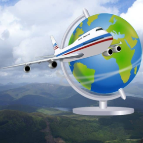 Commercial Airplane and Globe image